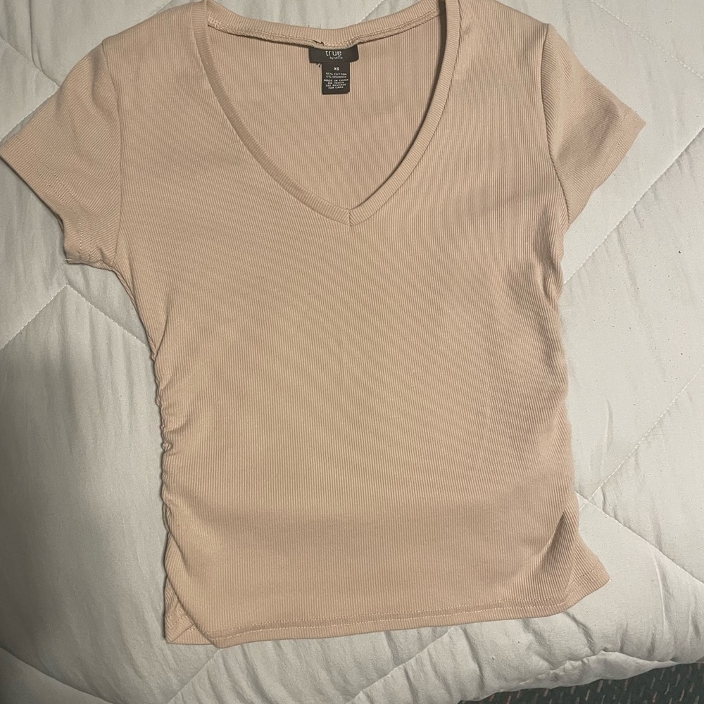 Forever 21 Light beige/cream V-neck shirt